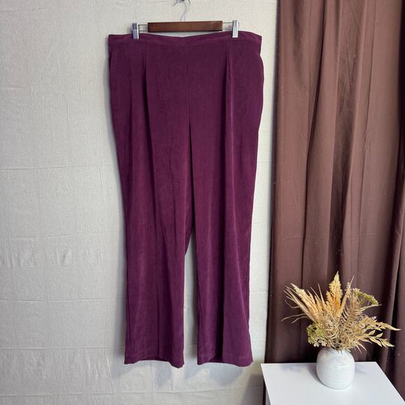 Alfred Dunner Womens Pants Size 20W Purple Half Elastic Waist Soft Light Pockets - Picture 1 of 9